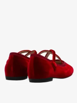Ballerines bordeaux à bout rond en velours pour femmes