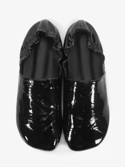 Ballerines bordeaux en cuir véritable bout carré chaussures plates à enfiler