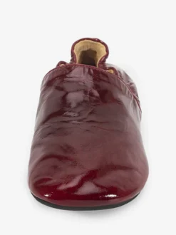 Ballerines bordeaux en cuir véritable bout carré chaussures plates à enfiler