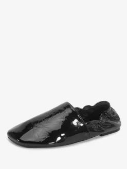 Ballerines bordeaux en cuir véritable bout carré chaussures plates à enfiler