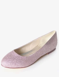 Ballerines de mariée chaussures plates femme argent paillete