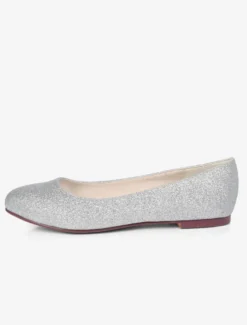 Ballerines de mariée chaussures plates femme argent paillete