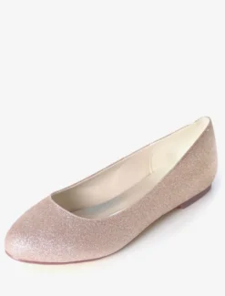 Ballerines de mariée chaussures plates femme argent paillete