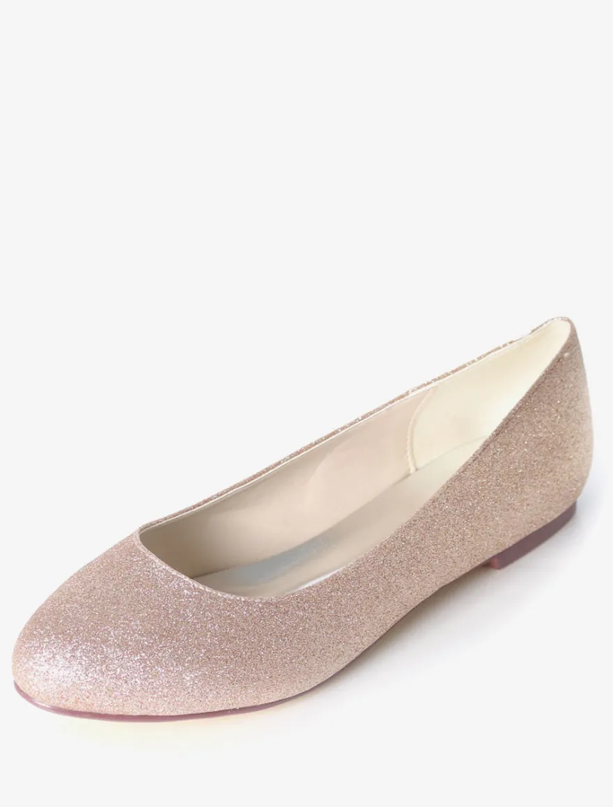 Ballerines de mariée chaussures plates femme argent paillete
