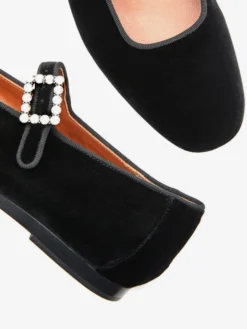 Ballerines En Velours À Bout Rond En Boucle Perle Chaussures Femmes
