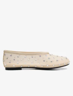 Ballerines femmes en maille cloutées à bout rond ballerine chaussures plates
