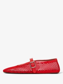 Ballerines Femmes Mary Jane Chaussures Plates Noires À Bout Rond En Maille À Boucle