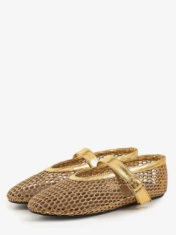 Ballerines Femmes Mary Jane Chaussures Plates Noires À Bout Rond En Maille À Boucle