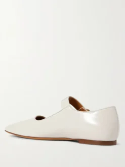 Ballerines noires en cuir de vache à bout carré et motif pierre Mary Jane