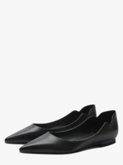Ballerines noires pour femmes bout pointu chaussures décontractées à enfiler