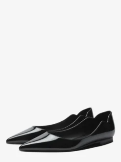 Ballerines noires pour femmes bout pointu chaussures décontractées à enfiler