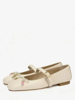 Ballerines plates pour femmes bout carré nœud style Mary Jane