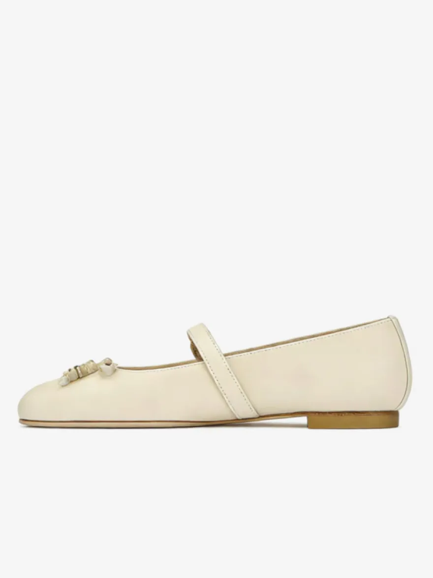 Ballerines plates pour femmes bout carré nœud style Mary Jane