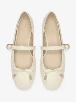 Ballerines plates pour femmes bout carré nœud style Mary Jane