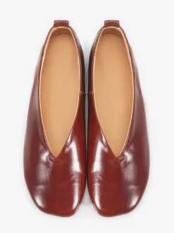 Ballerines pour femmes en cuir véritable bout carré chaussures à enfiler