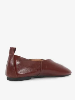 Ballerines pour femmes en cuir véritable bout carré chaussures à enfiler