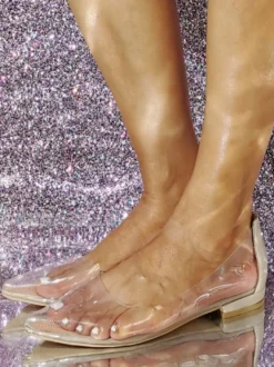 Ballerines transparentes à bout pointu pour femmes