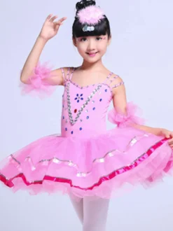 Ballet Dance Costume Jaune Sequin Perles Filles Tutu Robe Déguisements Halloween