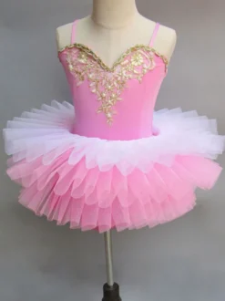 Ballet Dance Costume Tutu Rose Robe Bretelles Brodé Robes Ballerine Déguisements Halloween