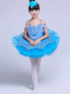 Ballet Robe Bleu Costume Enfants Lumière Bleu Ciel Robe Tutu Danse Robes Déguisements Halloween