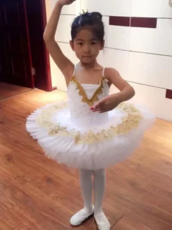 Ballet robe de danse en dentelle blanche brodée Tutu Ballerina Robes Déguisements Halloween