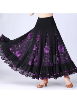 Ballroom Dance Costume jupe longues femmes Floral Dancing Bottoms Déguisements Halloween