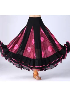 Ballroom Dance Costume jupe longues femmes Floral Dancing Bottoms Déguisements Halloween