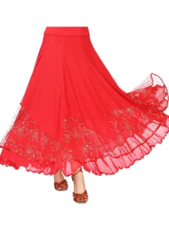 Ballroom Dance Costume Jupe Royal Blue Femmes Floral Formation Dancing Bottoms Déguisements Halloween