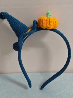 Bandeau chapeau citrouille crocheté fait main pour Halloween bonnet orange accessoire de coiffure mignon pour filles