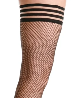 Bas autofixant en nylon noir unicolore transparent