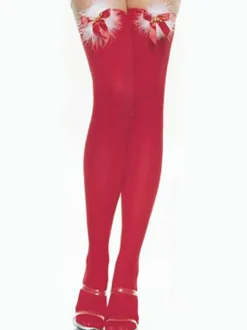 Bas autofixant en velours rouge avec nœuds Cadeau Noël