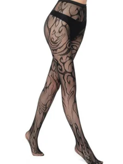 Bas Autofixants Collants Femme Imprimé Elastique Unicolore Coupe Cintrée Lingerie Sexy