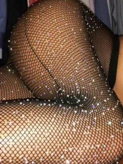 Bas Collants Bas autofixants Femmes en Paillettes Transparentes Longs Creusants Bicolores