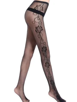 Bas Collants en Dentelle Creusante Fleurie Lingerie Sexy Unicolore Lingerie Sexy