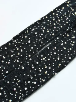 Bas Collants Femmes en Paillettes Transparentes Creusants Taille Haute Unicolore Sexy Bas Autofixants