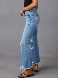 Bas de jeans sexy et décontractés à franges et taille haute en denim