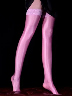 Bas et collants pour femmes chaussettes hautes noires transparentes en dentelle blanche