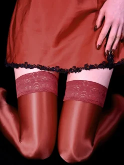 Bas et collants pour femmes chaussettes hautes noires transparentes en dentelle blanche