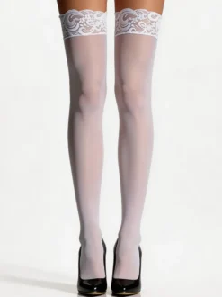 Bas et collants rouges bicolores transparents pour femmes montants jusqu'aux cuisses