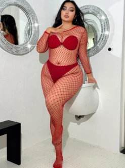 Bas extensibles grande taille à manches longues en nylon sexy