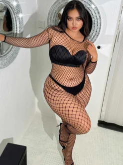 Bas extensibles grande taille à manches longues en nylon sexy