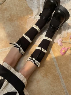 Bas gothique Lolita café marron accessoire polyester accessoires Lolita