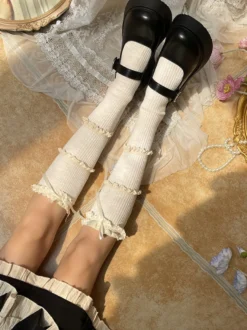 Bas gothique Lolita café marron accessoire polyester accessoires Lolita