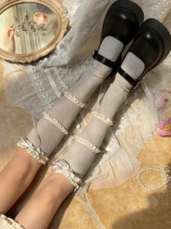 Bas gothique Lolita café marron accessoire polyester accessoires Lolita