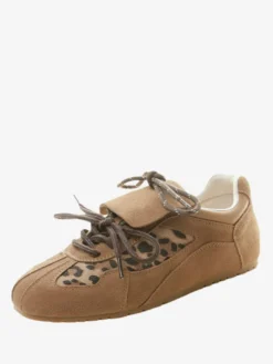 Baskets à bout rond en micro-suède kaki pour femmes chaussures décontractées