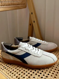 Baskets confortables en cuir de vache pour hommes chaussures de sport à bout rond et blocs de couleurs