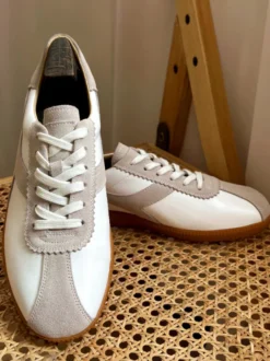 Baskets confortables en cuir de vache pour hommes chaussures de sport à bout rond et blocs de couleurs