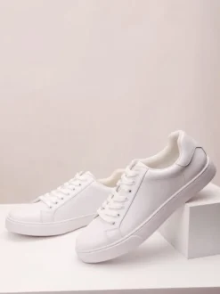 Baskets confortables en cuir PU pour hommes chaussures de sport à bout rond