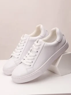 Baskets confortables en cuir PU pour hommes chaussures de sport à bout rond