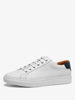 Baskets confortables à lacets en cuir de vache pour hommes bout rond